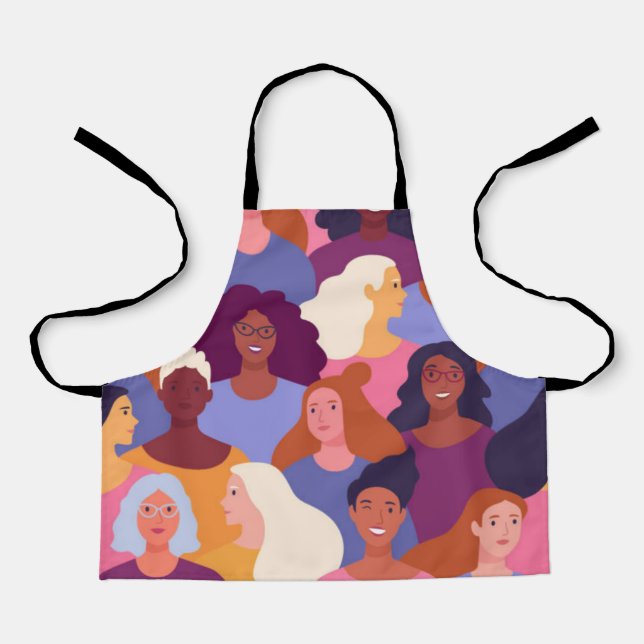 Tablier avec motif transparent de filles diverses (Recto)
