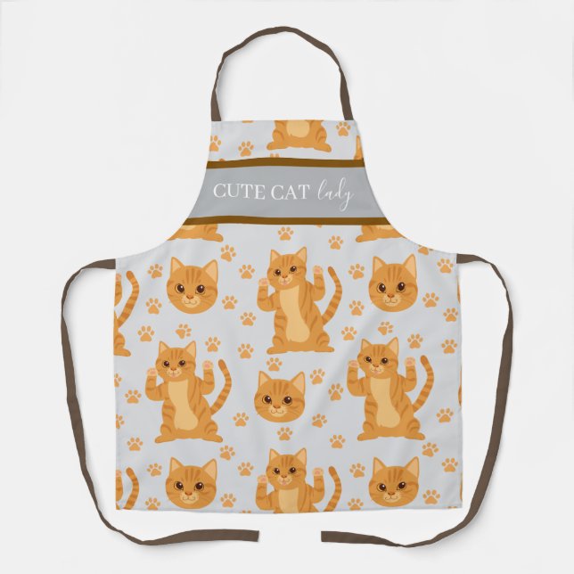 Tablier avec un design moderne de femme chat à l'a (Recto)