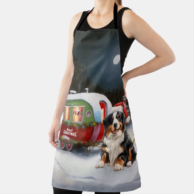 Tablier Aventure de Noël en caravane avec un bouvier berno (Insitu)