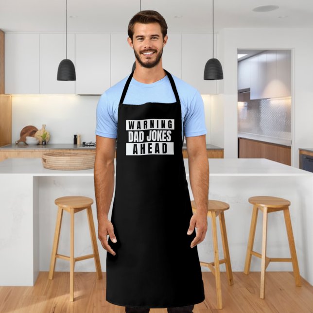 Tablier Avertissement papa plaisante à l'avance (Warning Dad Jokes Ahead Apron from Ricaso. Chef dad, BBQ dad funny gift idea for Father's Day & more)