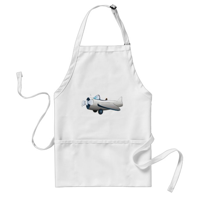 Tablier Avion à hélice de dessin animé blanc style rétro v (Devant)