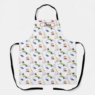 Tablier Avion Bicyclette Livres Red Blue Jellow Travel