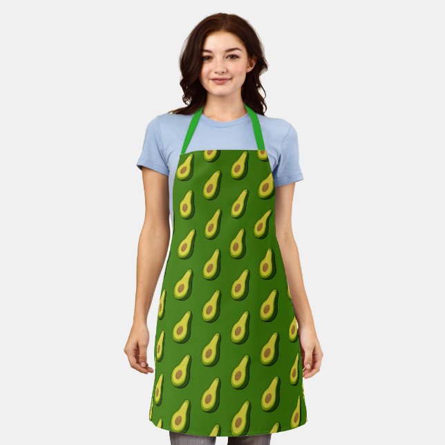 Tablier Avocado Chef Apron - Green Graphic Custom Gift (Porté)