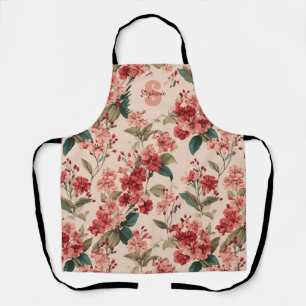 Tablier Azalée rose vintage motif floral - Classique