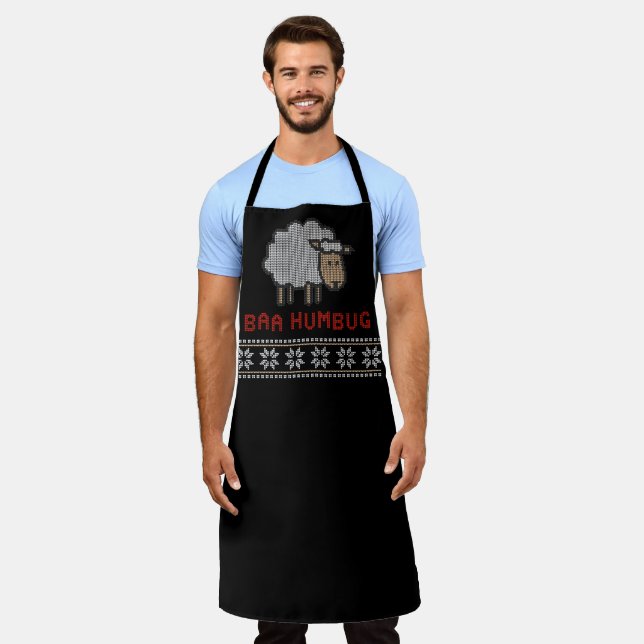 Tablier Baa Humbug Sheep de Noël | Style de pull moche (Porté)