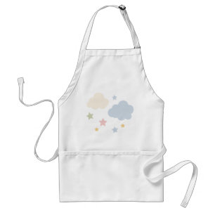 Tablier Baby Shower Nuages Pastels et Étoiles