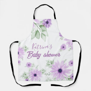 Tablier Baby shower personnalisé de fleurs d'aquarelle vio