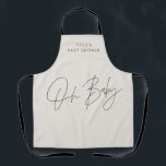 Tablier Baby shower script moderne noir et blanc élégant<br><div class="desc">Baby shower script moderne noir et blanc élégant décor de partie apron design. Conception idéale sans distinction de genre.</div>