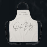 Tablier Baby shower script moderne noir et crème élégant<br><div class="desc">Baby shower script moderne crème naturelle et noir élégant décor de partie apron design. Conception idéale sans distinction de genre.</div>
