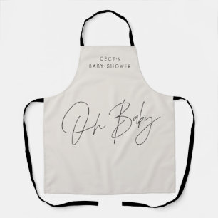 Tablier Baby shower script moderne noir et crème élégant