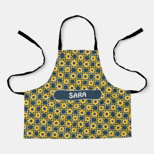 Tablier Bactérie Bleu jaune Motif minimal