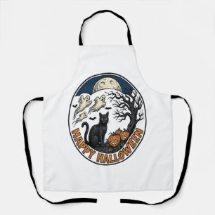 Tablier Badge Chat de Halloween Vintage Fantôme Clair de L
