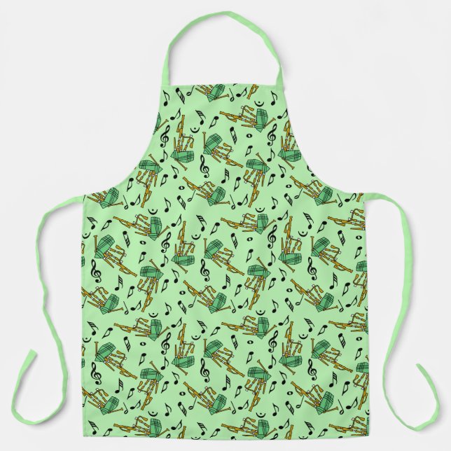 Tablier Bagpipes Music Note Motif Apron (Recto)