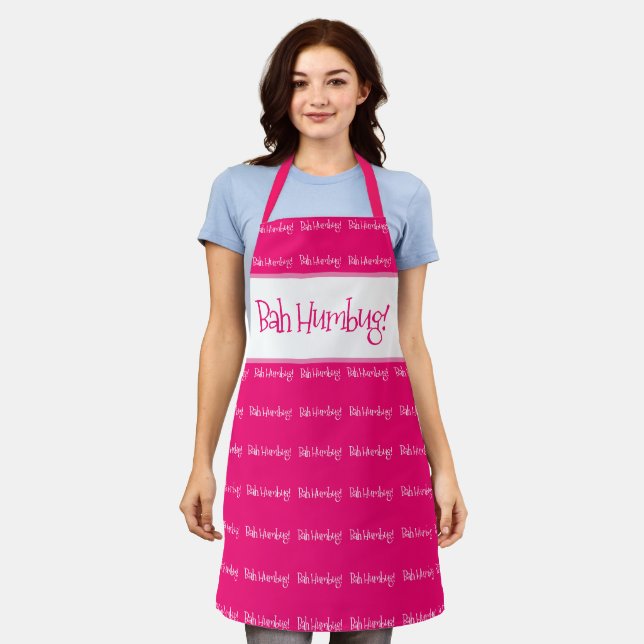 Tablier Bah humbug rose noël femme (Porté)