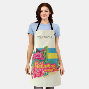 Tablier Bahamas rétro caraïbes île flamingo vintage