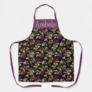Tablier Baies de Currant Noir avec Fleurs de Crème Apron