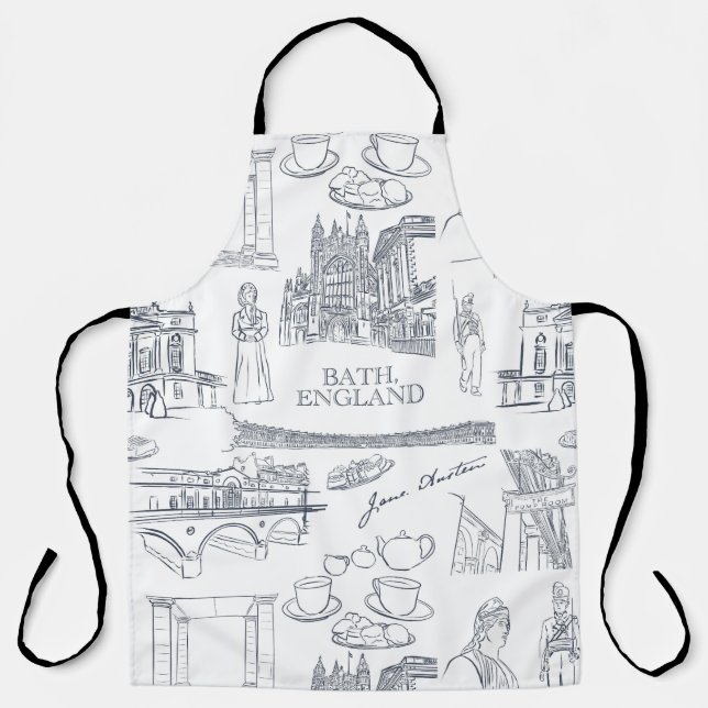 Tablier Bain, Angleterre motif style Toile, Jane Austen (Recto)