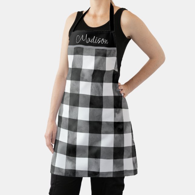 Tablier Baisson jaune et blanc avec aquarelle (Insitu)