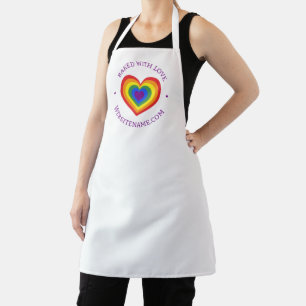 Tablier Baked With Love Rainbow Heart Texte personnalisé