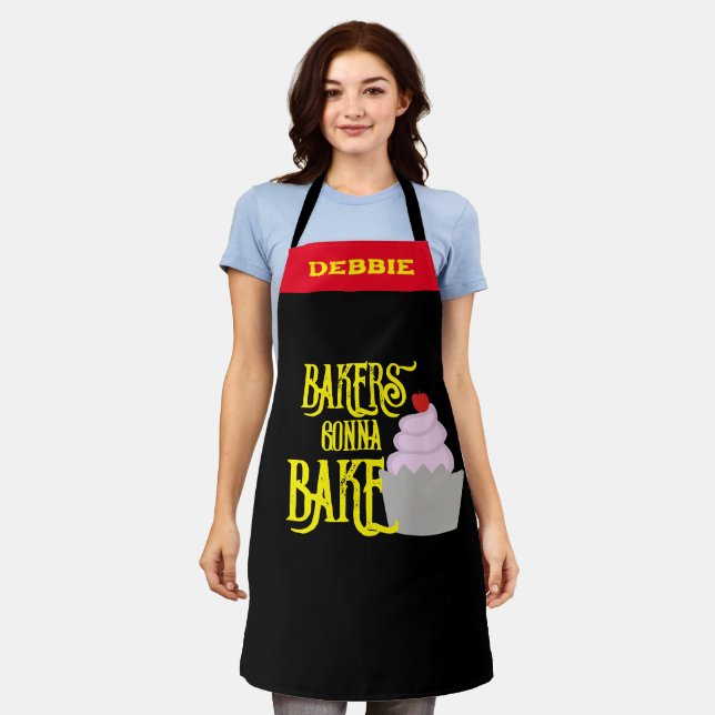 Tablier Bakers Gonna Bake - Nom personnalisé Drôle (Porté)