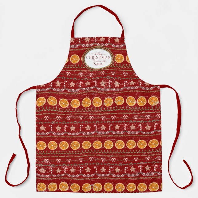 Tablier Baking Christmas Memories Nana Red Watercolor (Recto)