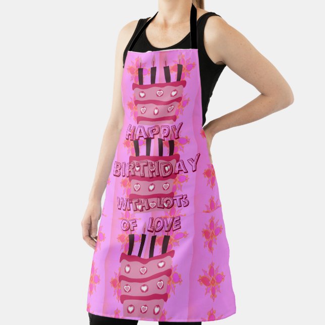 Tablier Baking Happy Birthday Cakes with Love Print Apron (Insitu)