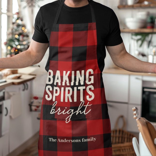 Tablier Baking Spirits Bright Buffalo Plaid Noël  (Créateur téléchargé)