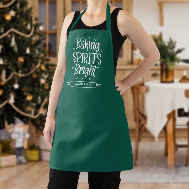 Tablier Baking Spirits Bright Green Noël personnalisé (Créateur téléchargé)
