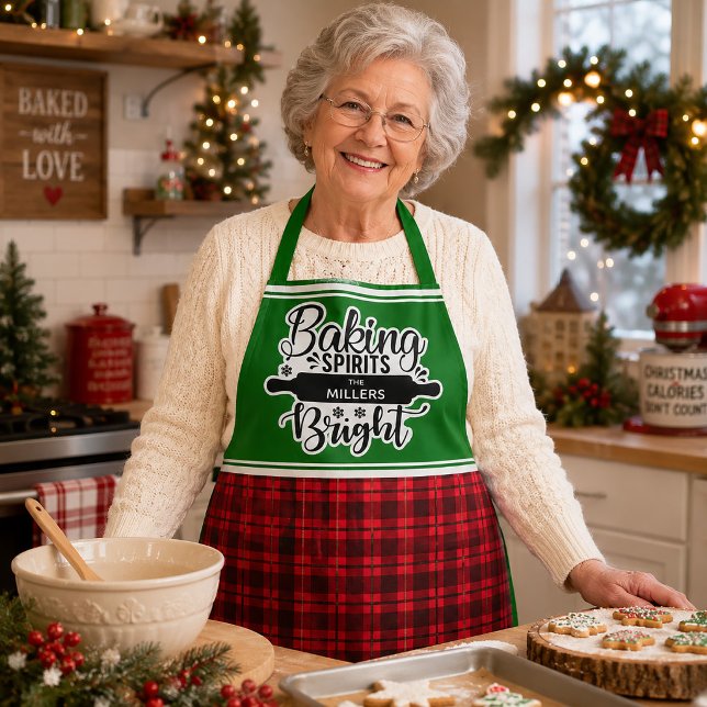 Tablier Baking Spirits Bright Noël personnalisé (Baking Spirits Bright Custom Christmas Apron )