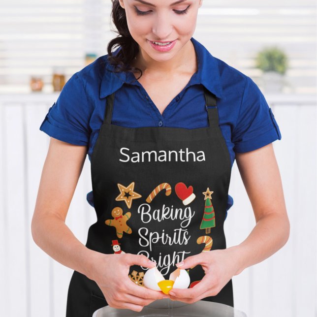 Tablier Baking Spiritueux Bright Christmas Nom personnalis (Créateur téléchargé)