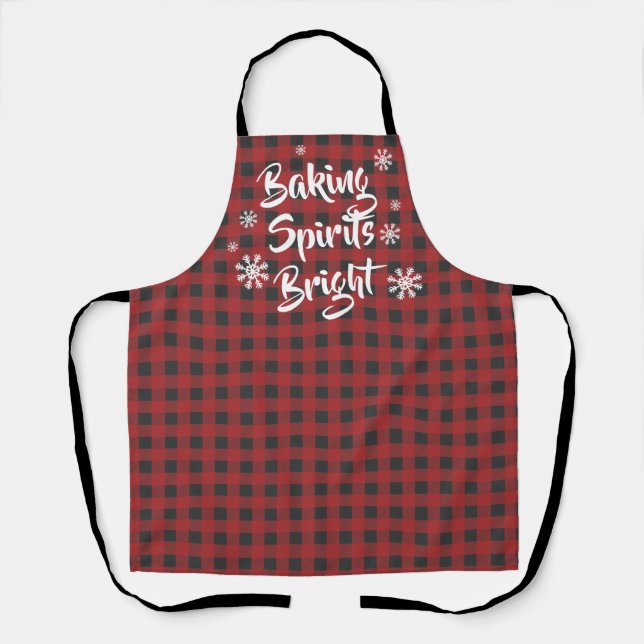 Tablier Baking Spiritueux Rouge brillant Noir Plaid Noël (Recto)