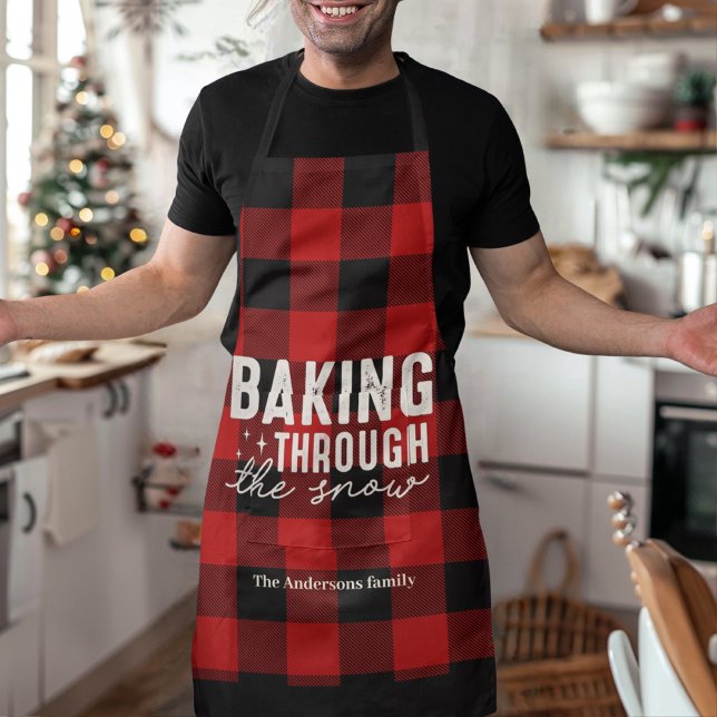 Tablier Baking Through the Snow Buffalo Plaid Christmas  (Créateur téléchargé)