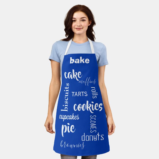 Tablier Baking Words Bleu foncé Cuisine Apron (Porté)