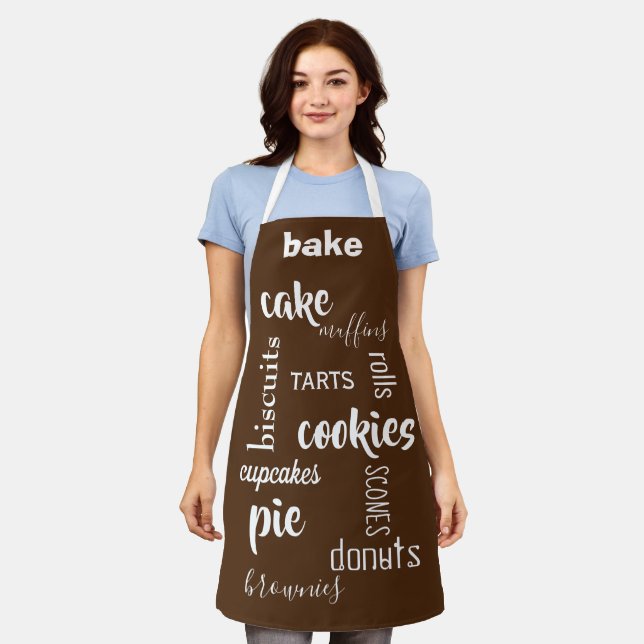 Tablier Baking Words Cuisine Brown Apron (Porté)