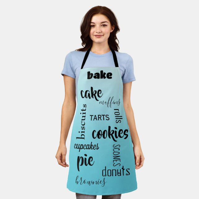 Tablier Baking Words Cuisine Turquoise Apron (Porté)