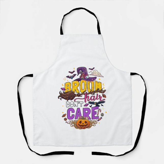 Tablier Balai Cheveux N'importe Halloween Sorcière Chapeau (Recto)