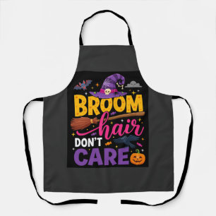 Tablier Balai d'Halloween Citation de Sorcière Cheveux N'o