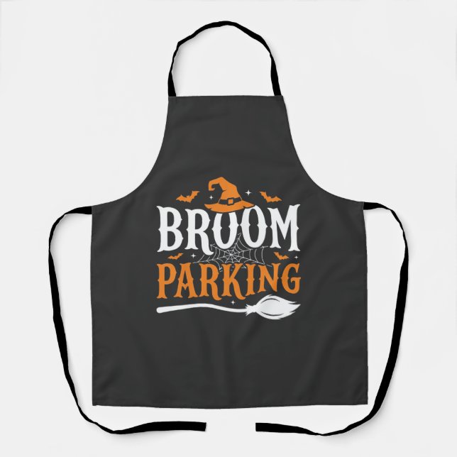 Tablier Balai d'Halloween Parking Chapeau de Sorcière Grap (Recto)