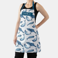 Baleine d'aquarelle et Motif de Narwhal portant le