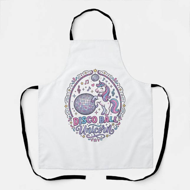 Tablier Balle de disco Licorne Licorne Impression ludique  (Recto)