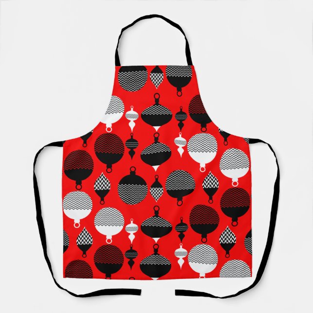 Tablier Balle Décorative De Noël Rouge Et Noir (Recto)