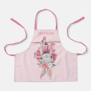 Tablier Ballerina Rose Cute Bunny Ballet Personnalisé