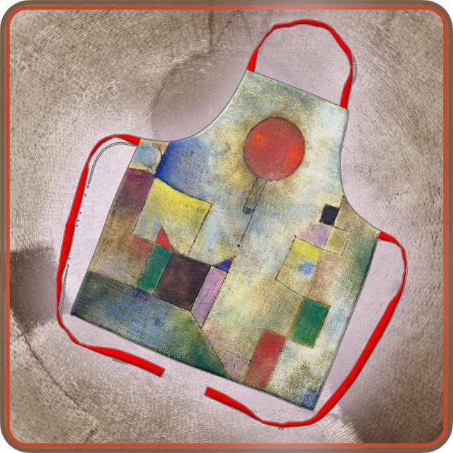 TABLIER - Ballon Rouge - Une Abstraction de Paul K (Apron featuring the art of Paul Klee entitled "the Red Balloon" (1921))