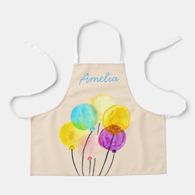 Tablier Ballons d'aquarelle pastel mignons (Recto)