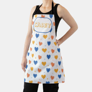 Tablier Ballons en forme de coeur Orange Jaune Bleu Mignon