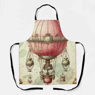 Tablier Balloon à air chaud rose vapeur vintage (2)