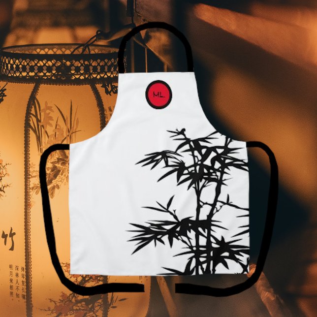 Tablier Bambou Arbre Monogramme Restaurant Style Apron (Créateur téléchargé)