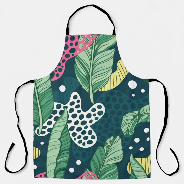 Tablier Banana feuilles abstraits, couleurs tendance (Recto)