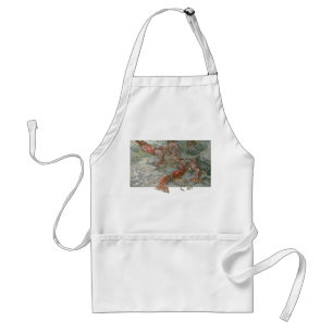 Tablier Banc de homards dans l'océan, Art Nouveau vintage