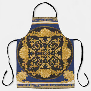 Tablier Bandana Print : Black Blue Gold.